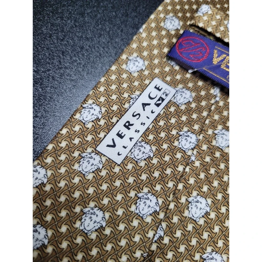 Versace Men's Necktie Gold Medusa Head Silk 4